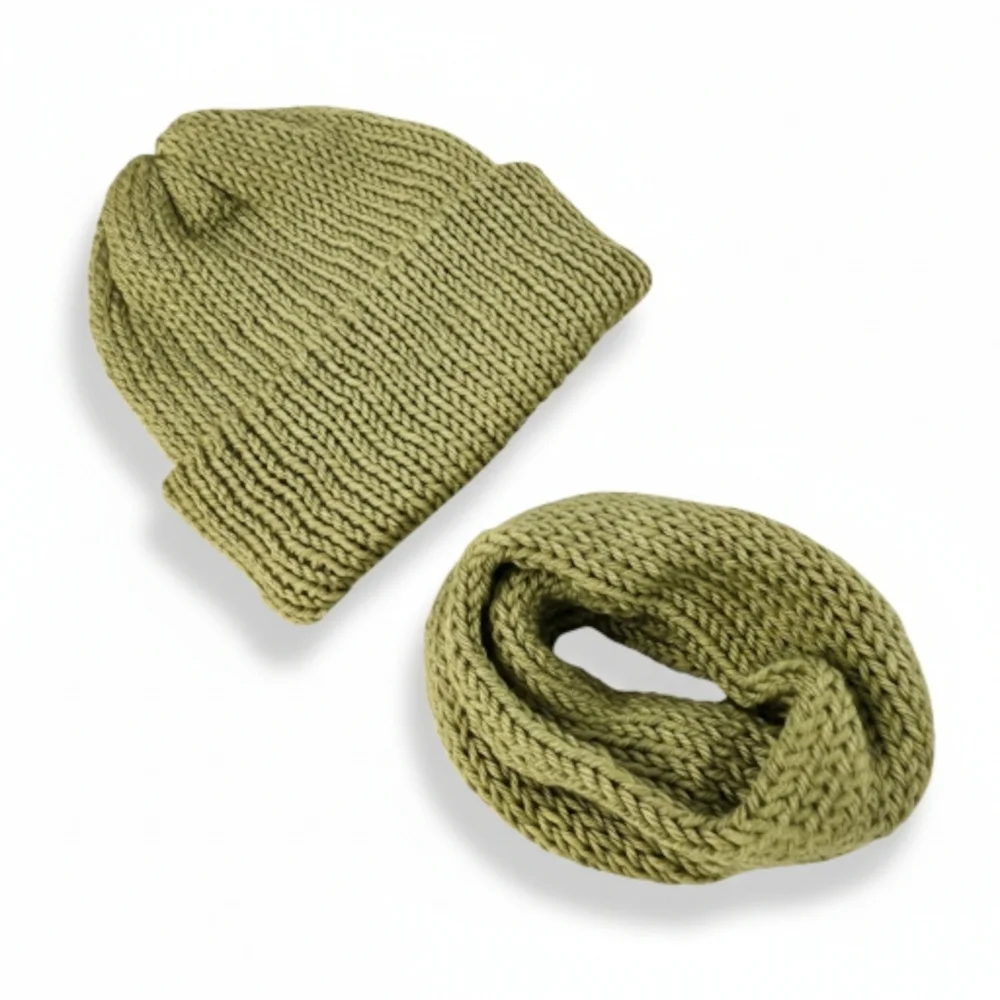 Dog Scarf and Human Hat - Matching Set (2 pieces) Hand Knit Handmade Knitted